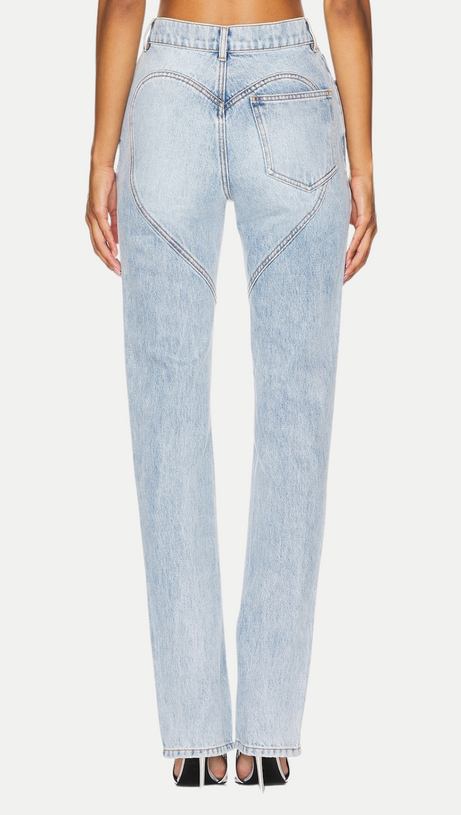QUINTA FLORAL ZIP-HEM SKINNY JEANS IN PALE BLUE