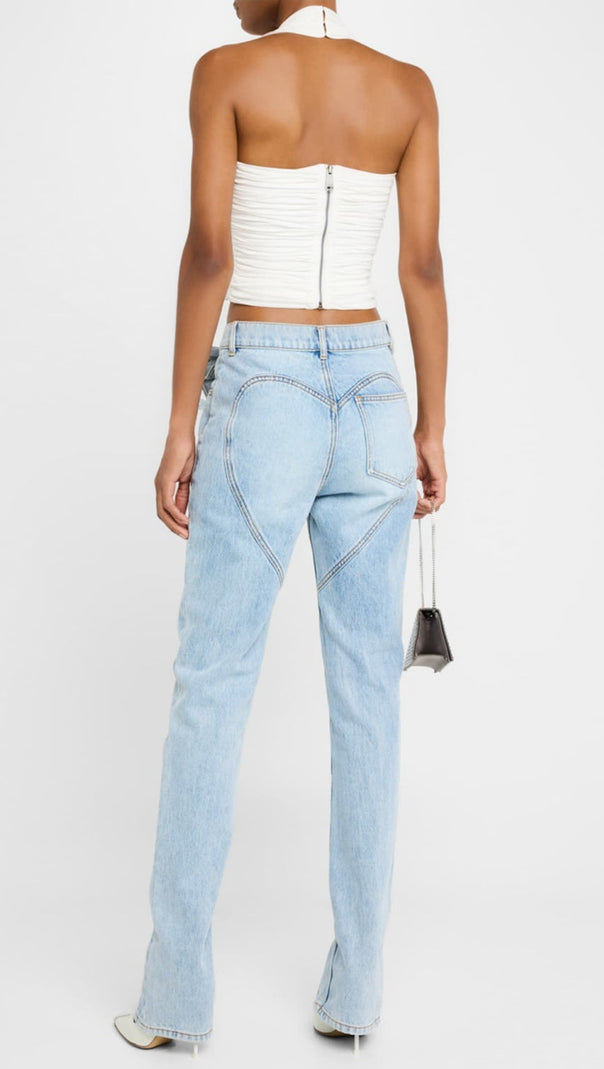 AIIZIE QUINTA FLORAL ZIP-HEM SKINNY JEANS IN PALE BLUE - product image