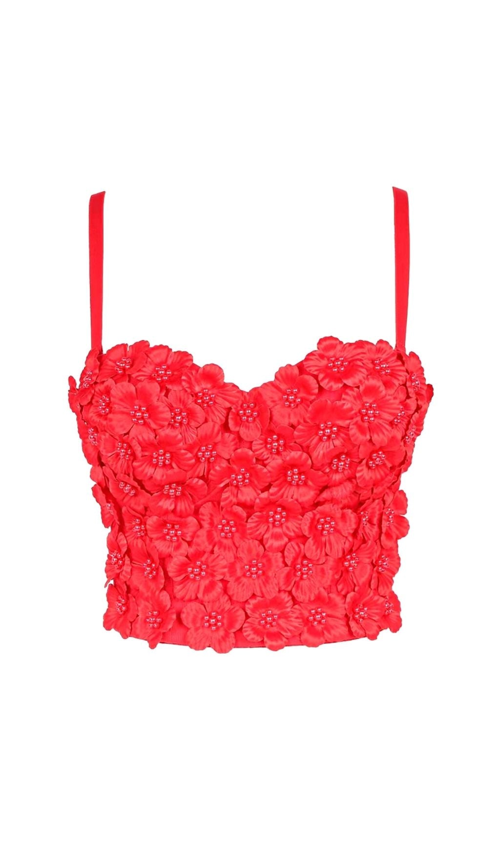 TOP CORSETTO CON FIORI ROSSI
