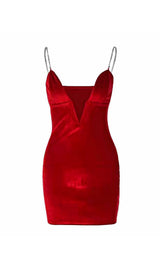 RED VELVET PLUNGE MINI DRESS