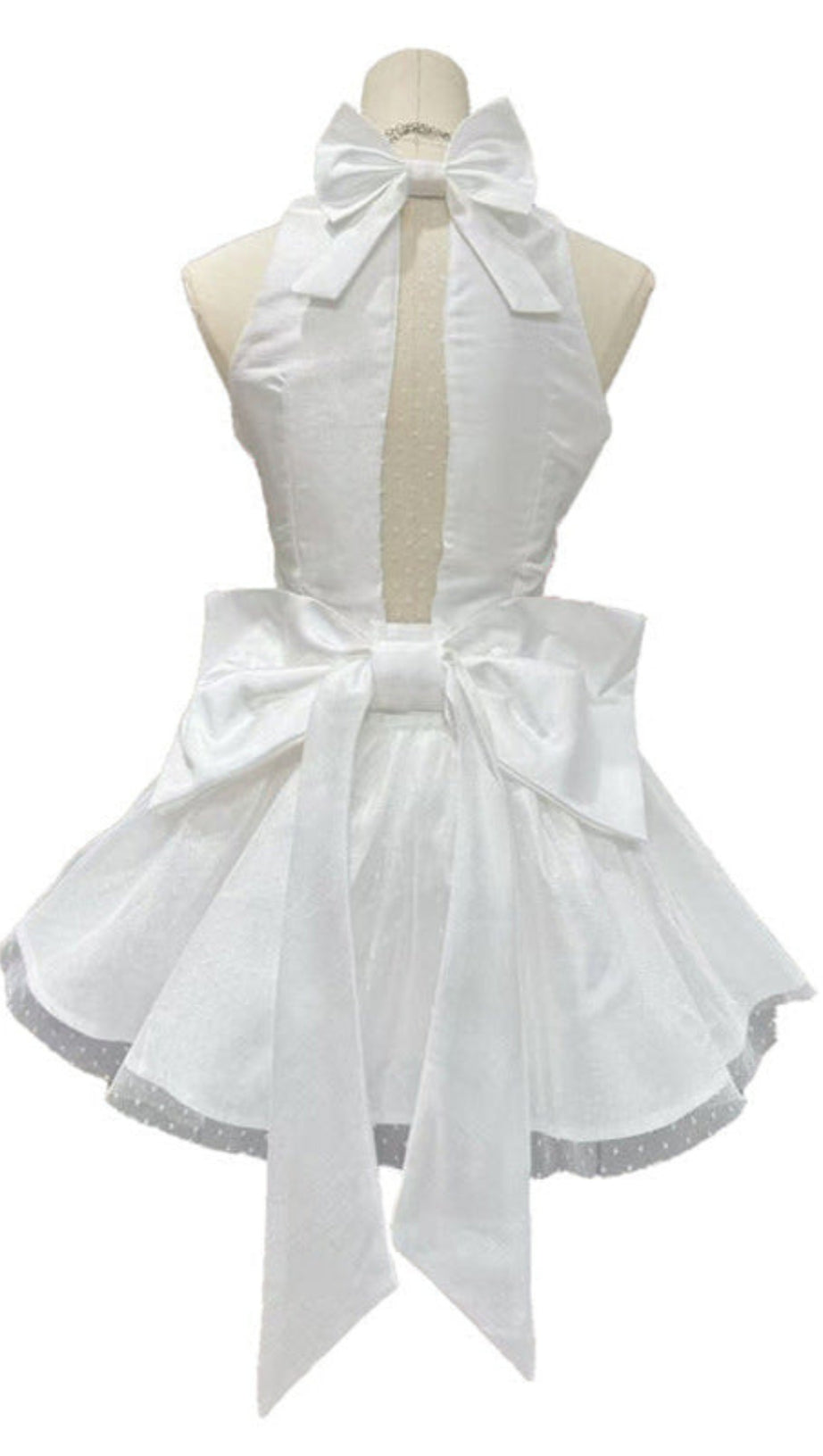 NORA OFF-SHOULDER BACKLESS LACE BOW MINI DRESS IN WHITE