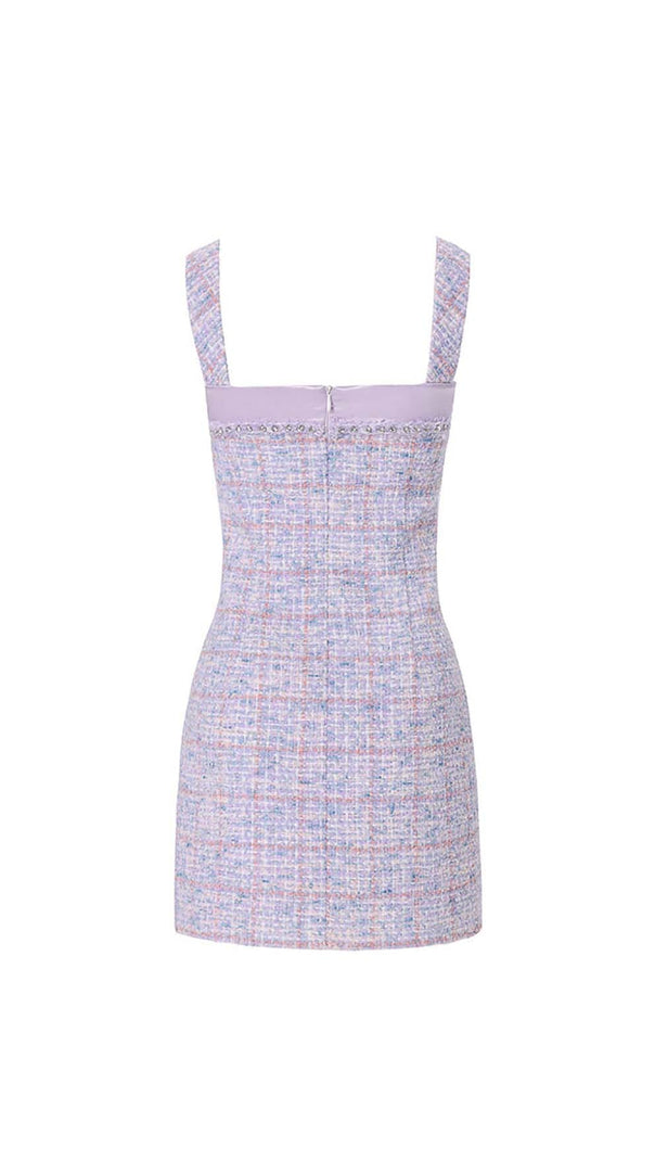 AIIZIE BOWTIE TWEED MINI DRESS IN LAVENDER - product image