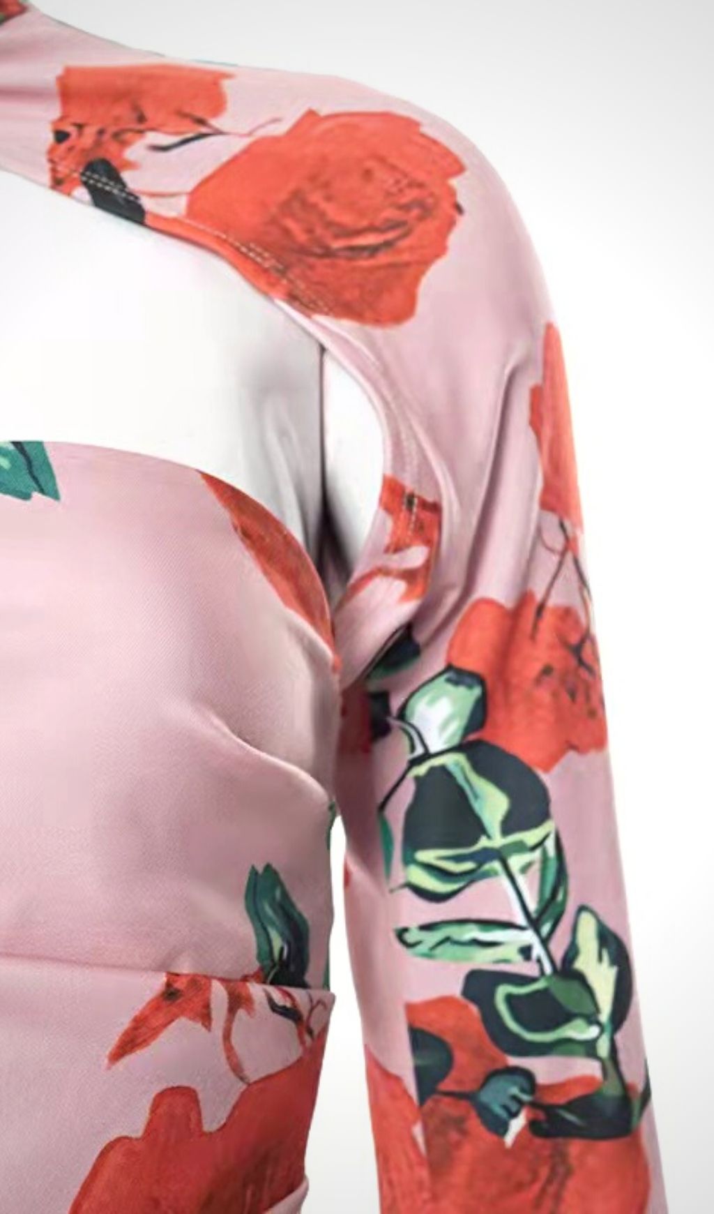 ROSE PRINT CUTOUT DRAPED MINI DRESS
