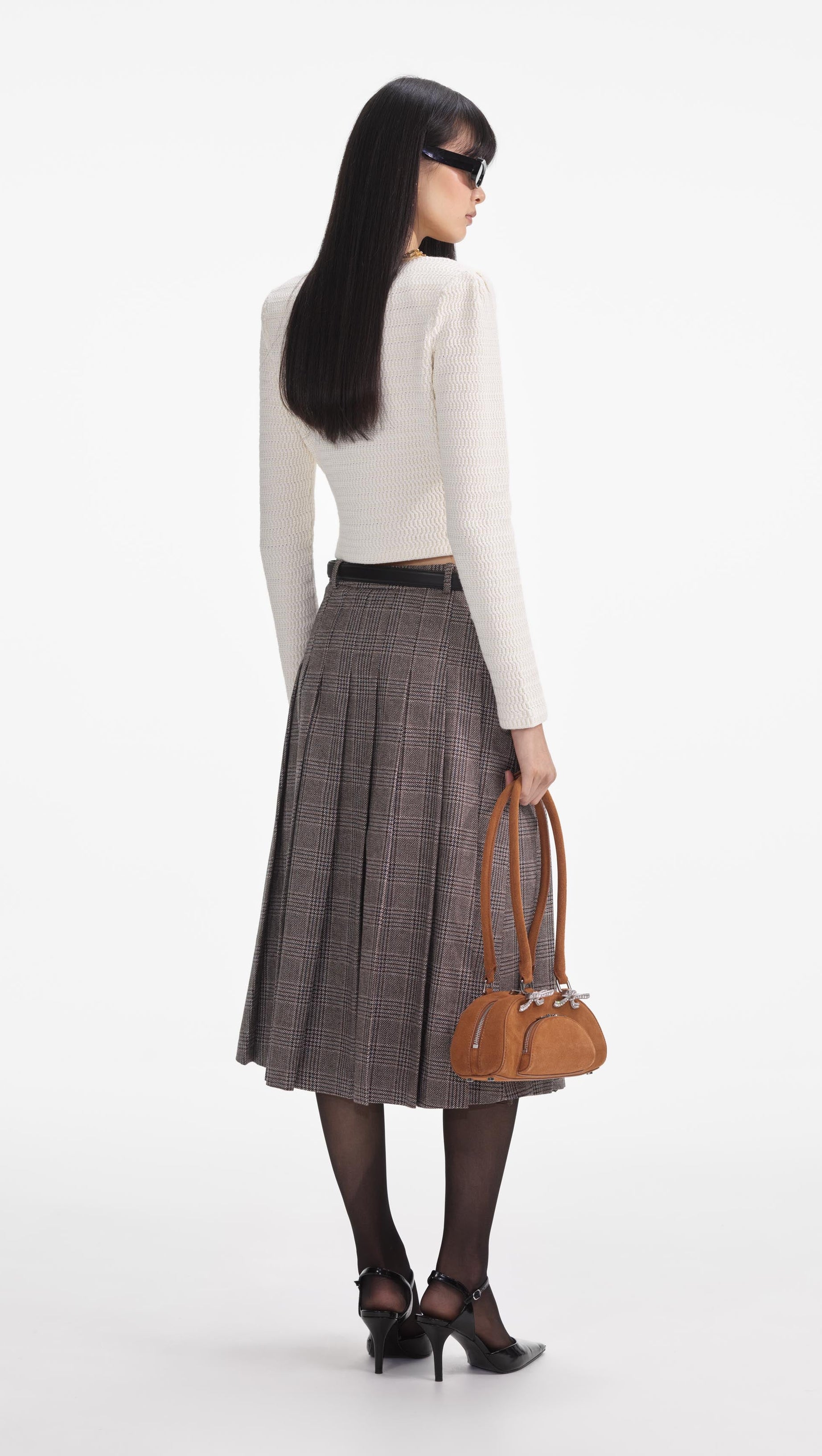 CREAM LUREX KNIT CARDIGAN