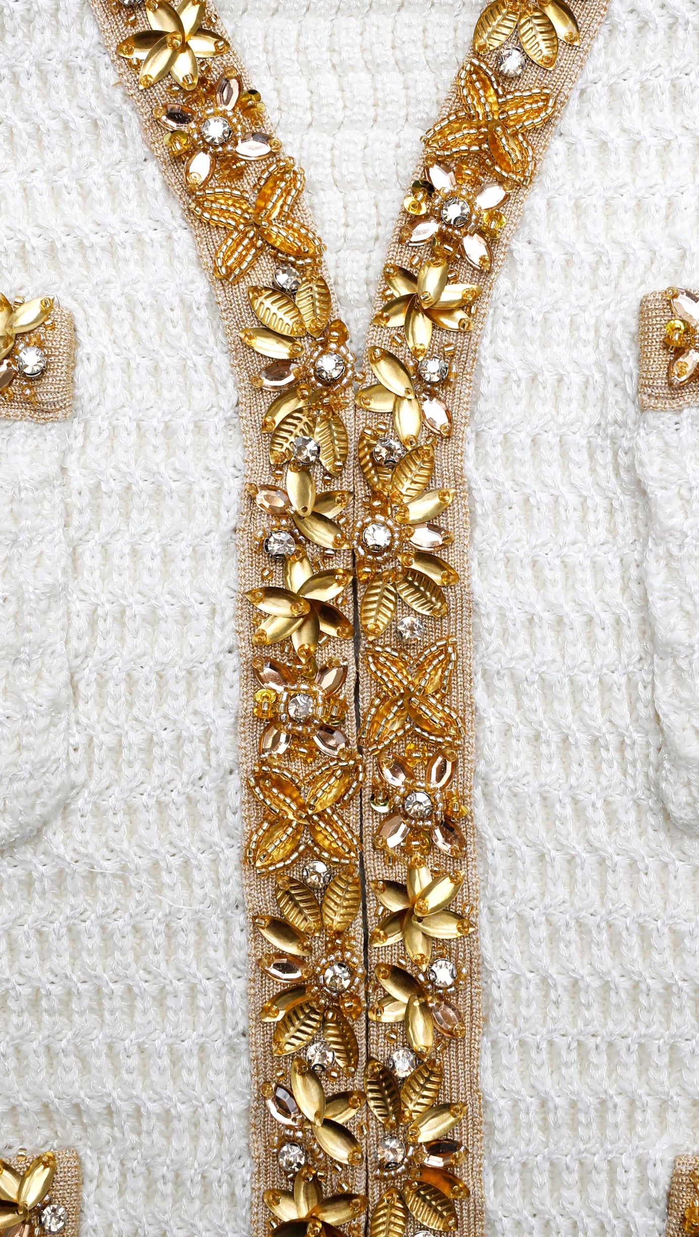 CREAM LUREX KNIT CARDIGAN