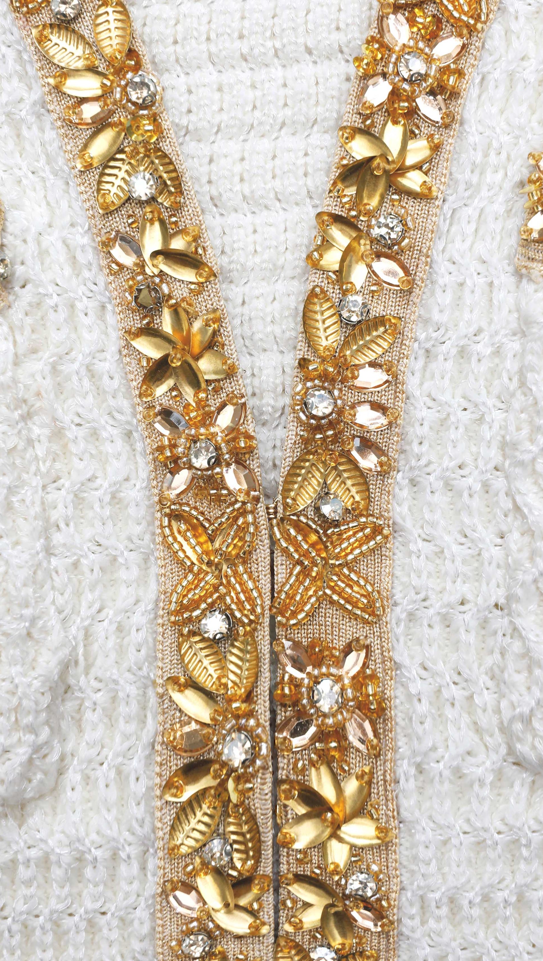 CREAM LUREX KNIT MINI DRESS