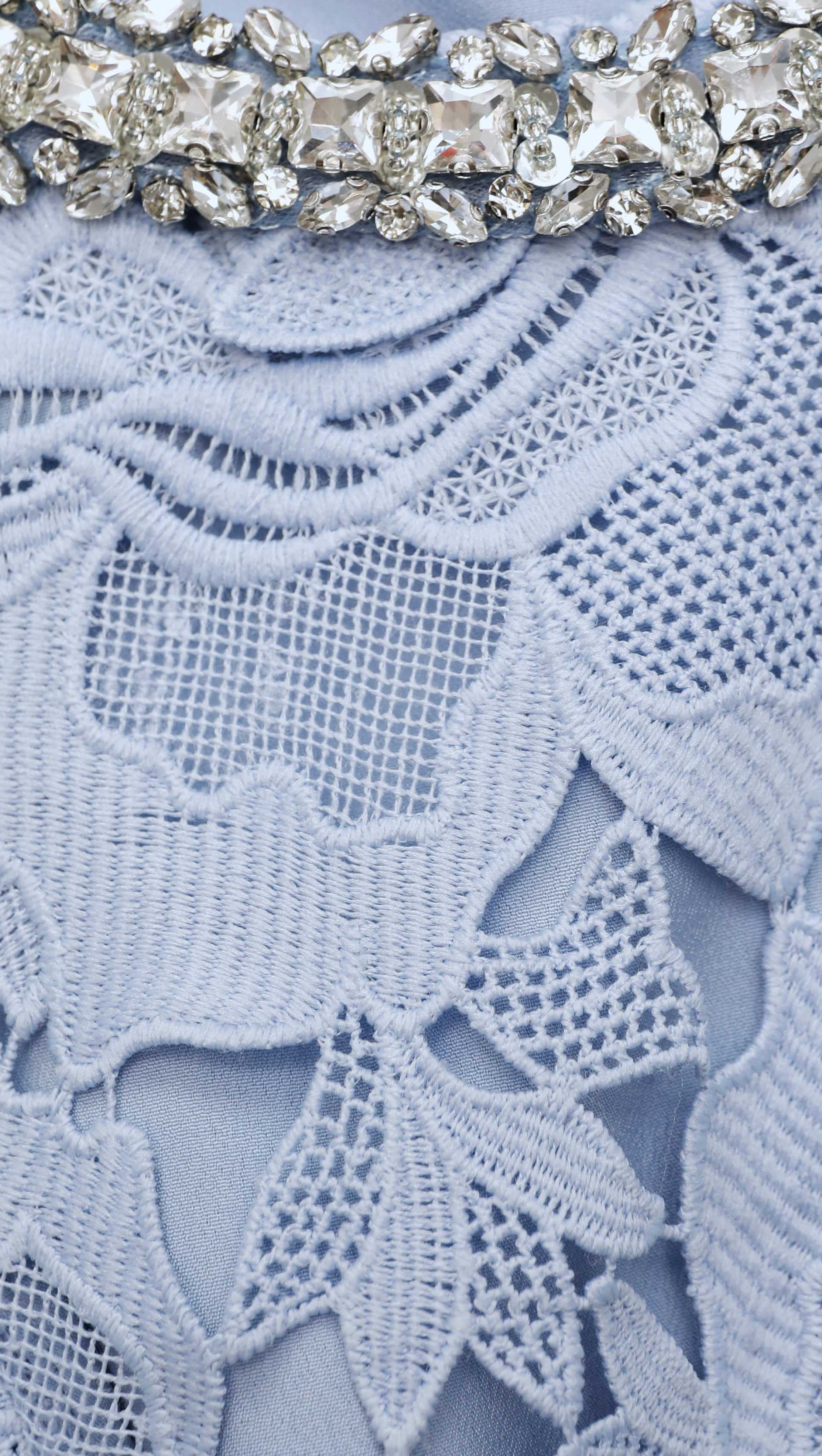 AIIZIE PANDORA FLOWER LACE MINI DRESS IN BLUE - product image