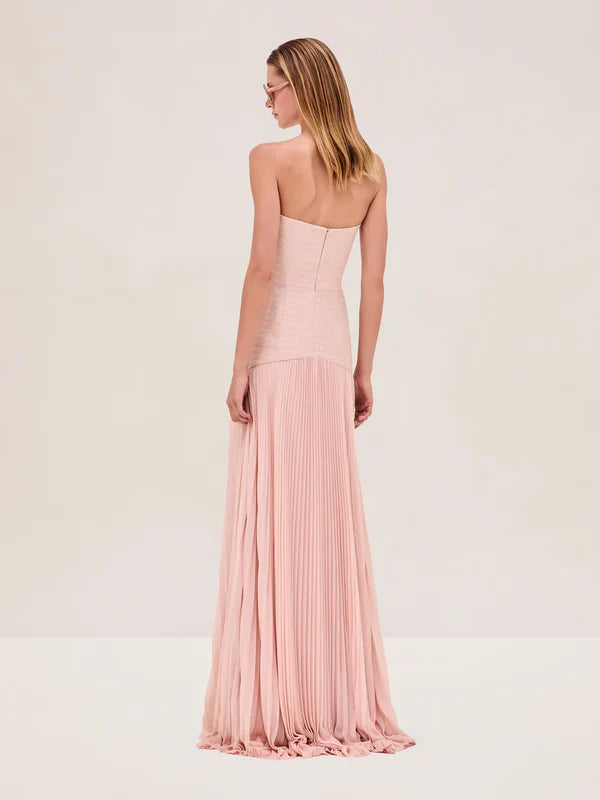 THEA STRAPLESS MESH BACKLESS MAXI DRESS IN PINK