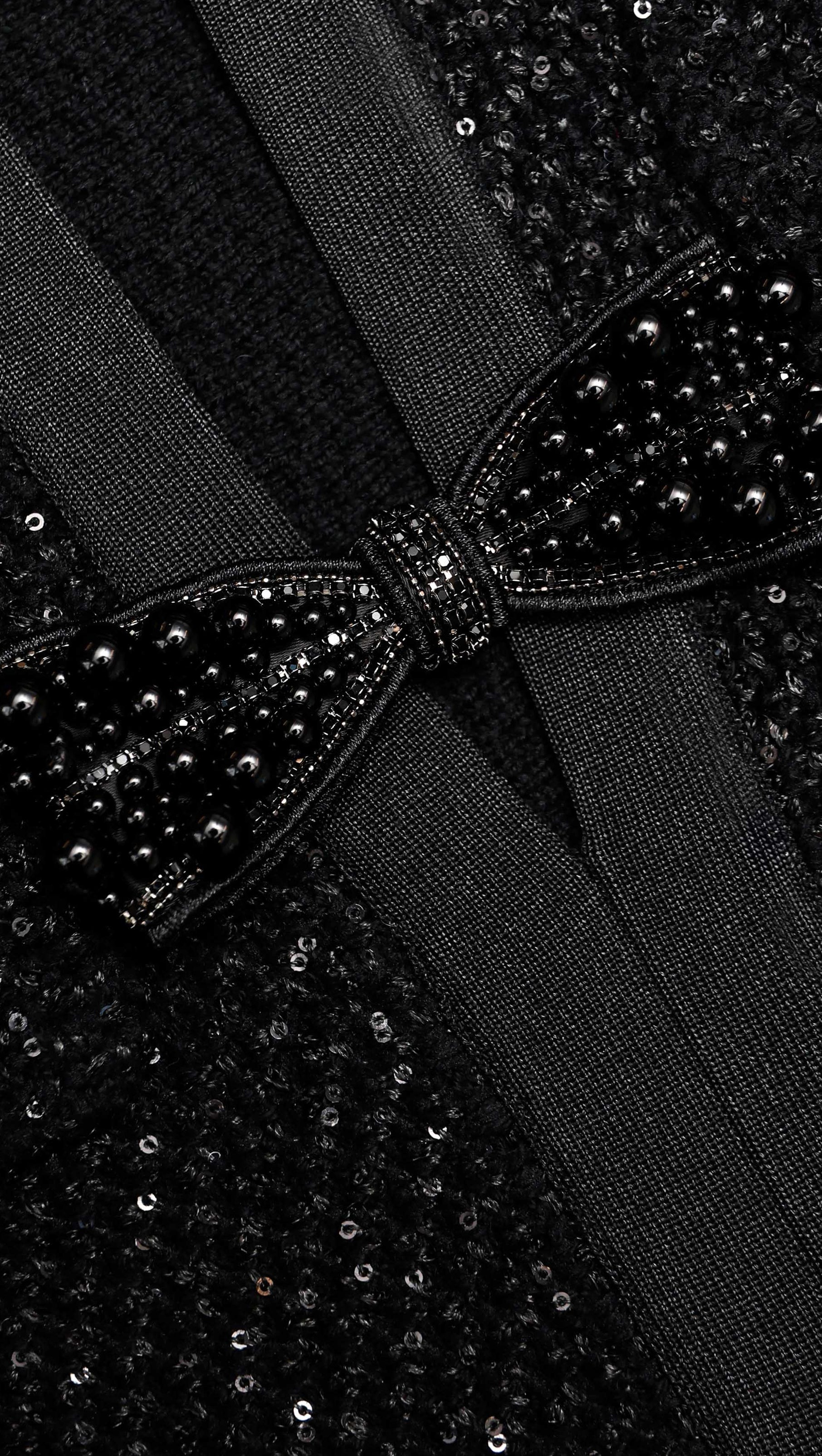 AIIZIE MOLLY BLACK SEQUIN KNIT TAILORED MIDI DRESS - product image