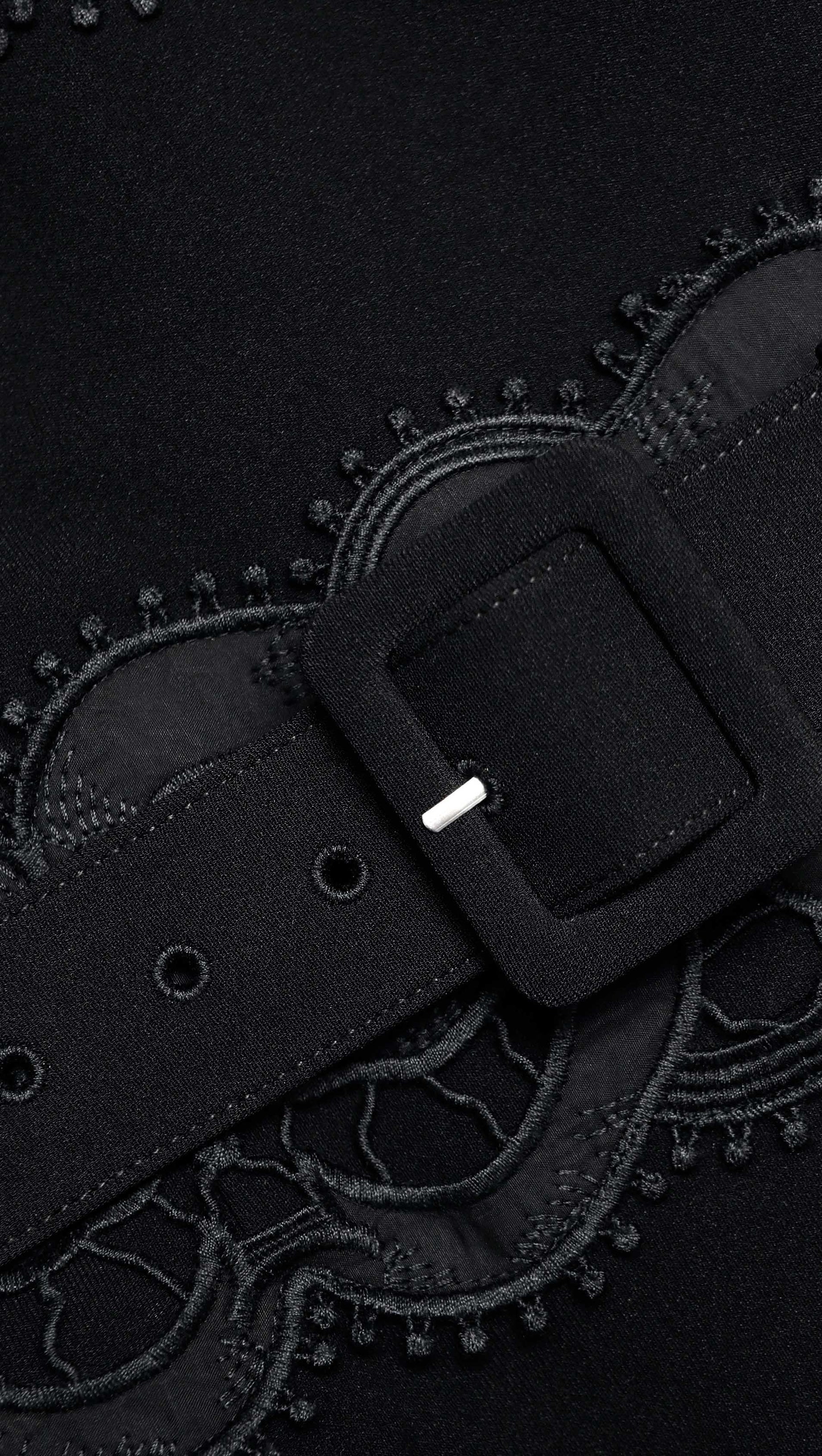 RAE BLACK CREPE MIDI DRESS