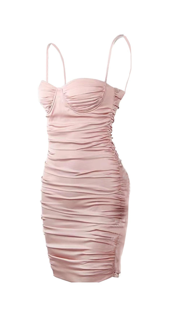 AIIZIE RUCHED MINI DRESS IN PINK - product image