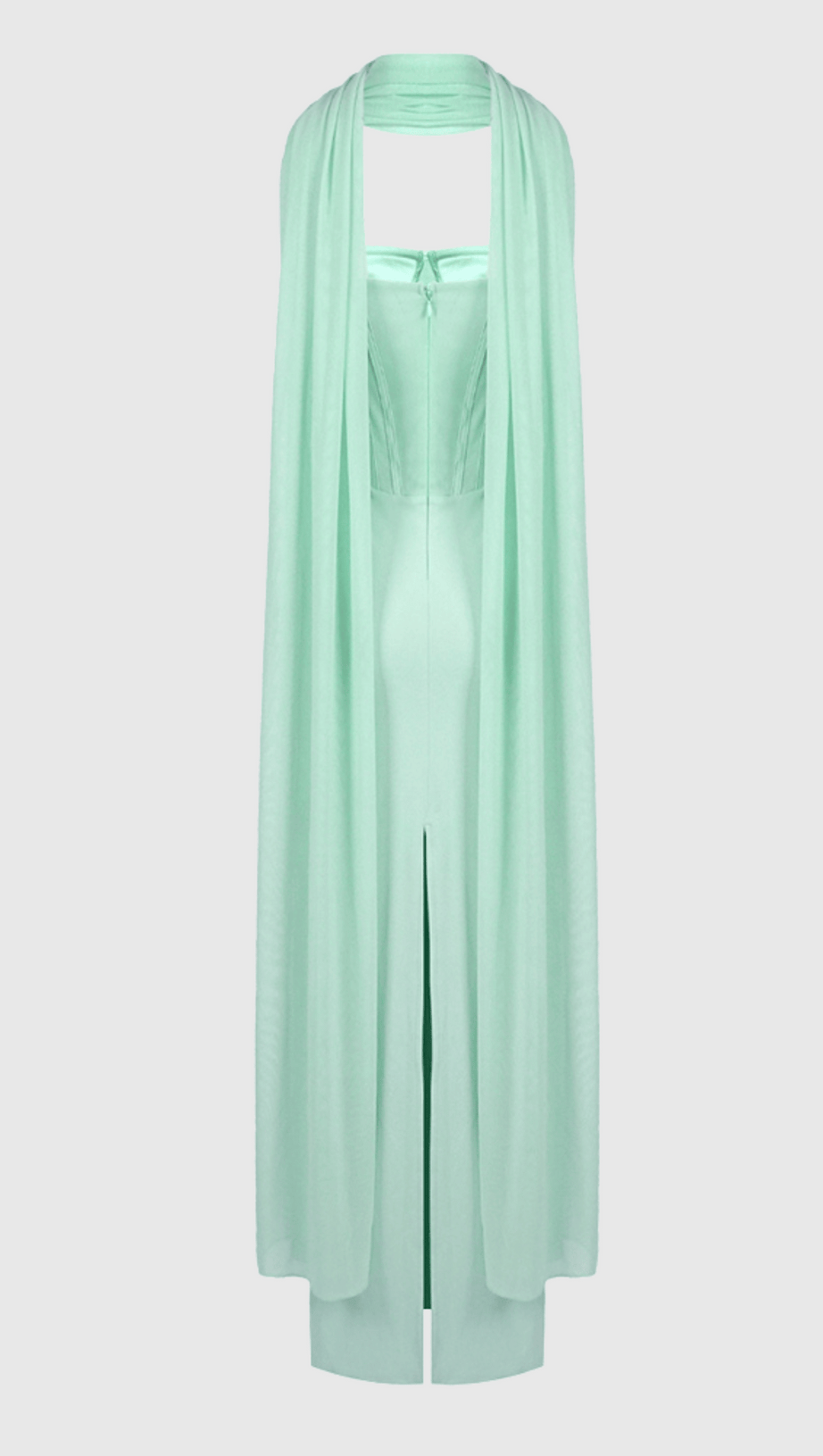 ANNA STRAPLESS  MESH SCARF CORSET MAXI DRESS IN GREEN