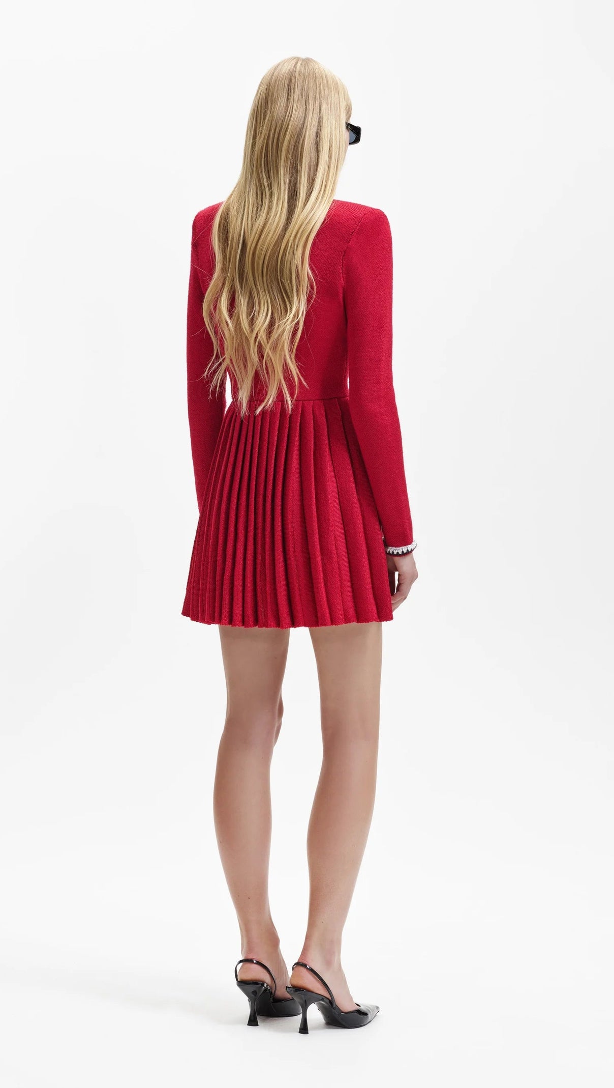 AIIZIE RED KNIT BOW MINI DRESS - product image