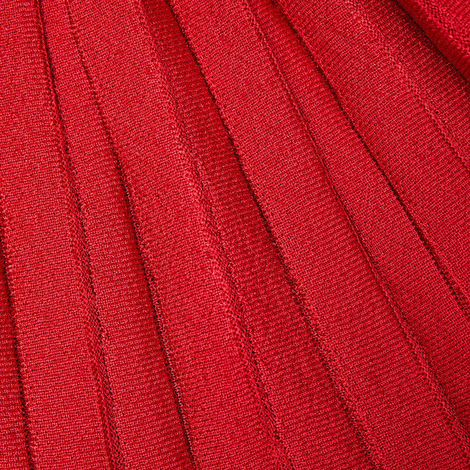 RED KNIT BOW MINI DRESS