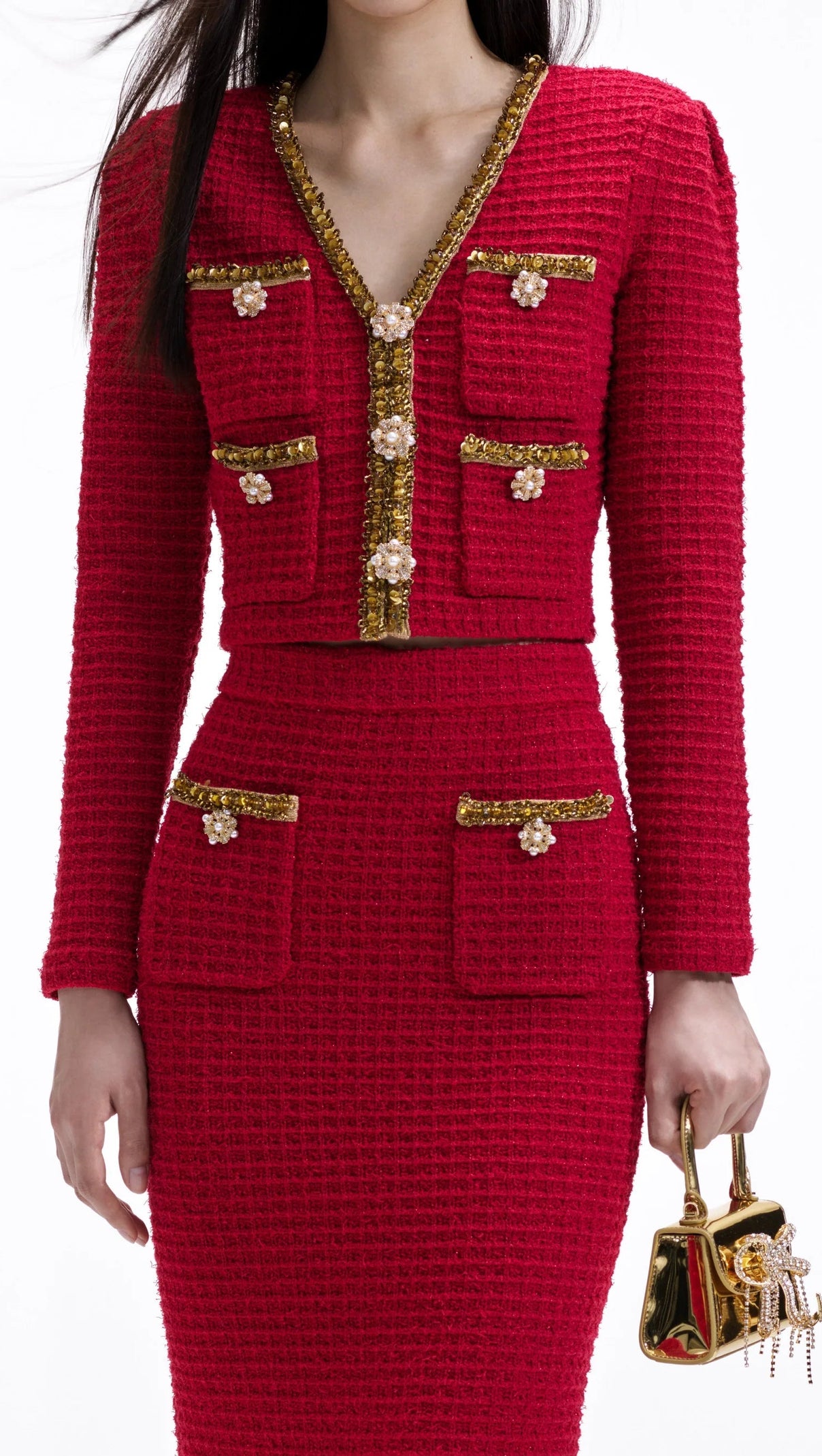 AIIZIE RED KNIT MIDI SKIRT - product image