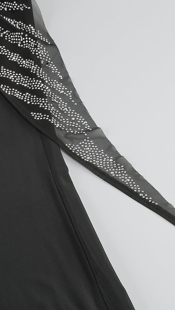 AIIZIE RHINESTONE EMBELLISHED BLAZER JUMPSUIT TWO PIECES SETS IN BLACK - product image