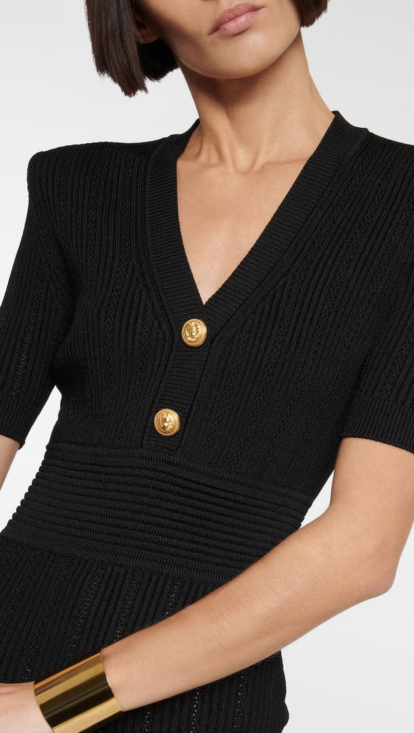 AIIZIE RIBBED-KNIT SHORT-SLEEVE DRESS - product image