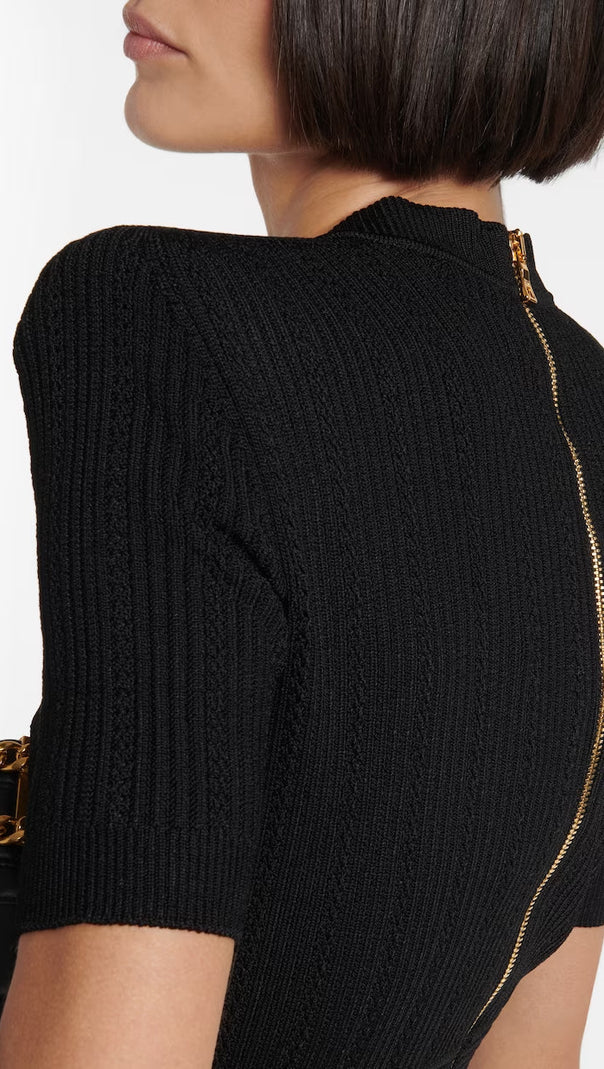 AIIZIE RIBBED-KNIT SHORT-SLEEVE DRESS - product image