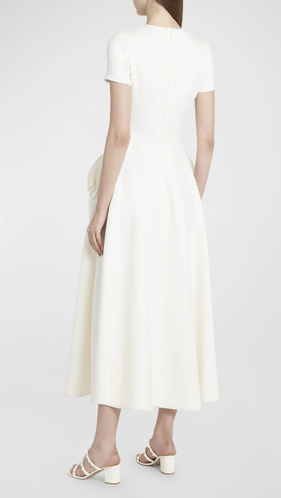 ROSETTE HIP SHORT-SLEEVE MIDI DRESS