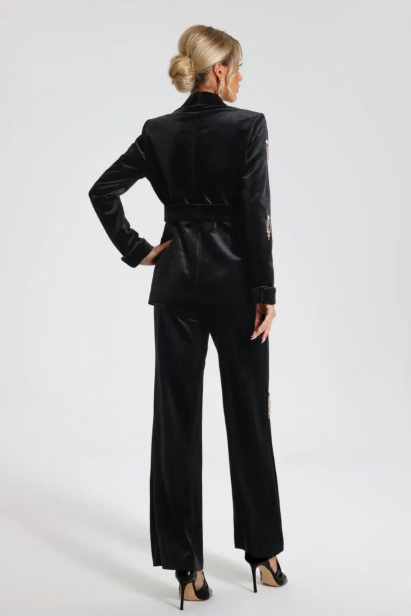 AIIZIE VELVET DIAMOND EMBELLISHED BLAZER 2 PIECE IN BLACK - product image