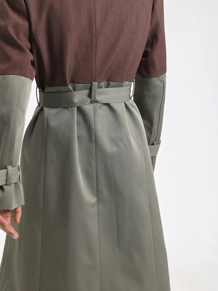 Blazer-Trenchcoat mit Gürtel in Braungrau