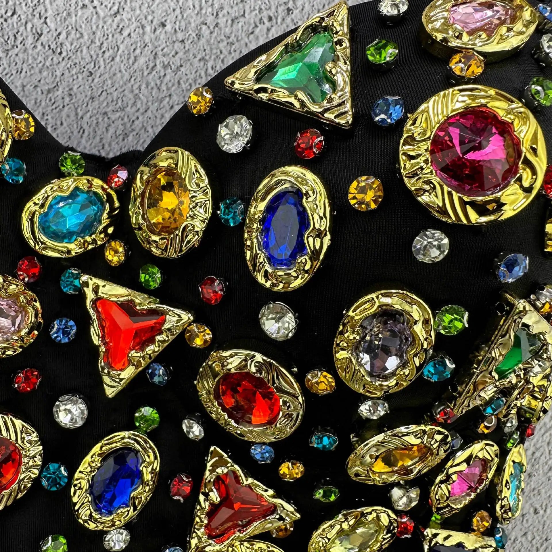 Colorful Stones Short Waist Corset