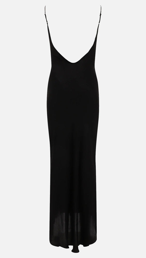 AIIZIE BLACK LACE SATIN MAXI DRESS - product image
