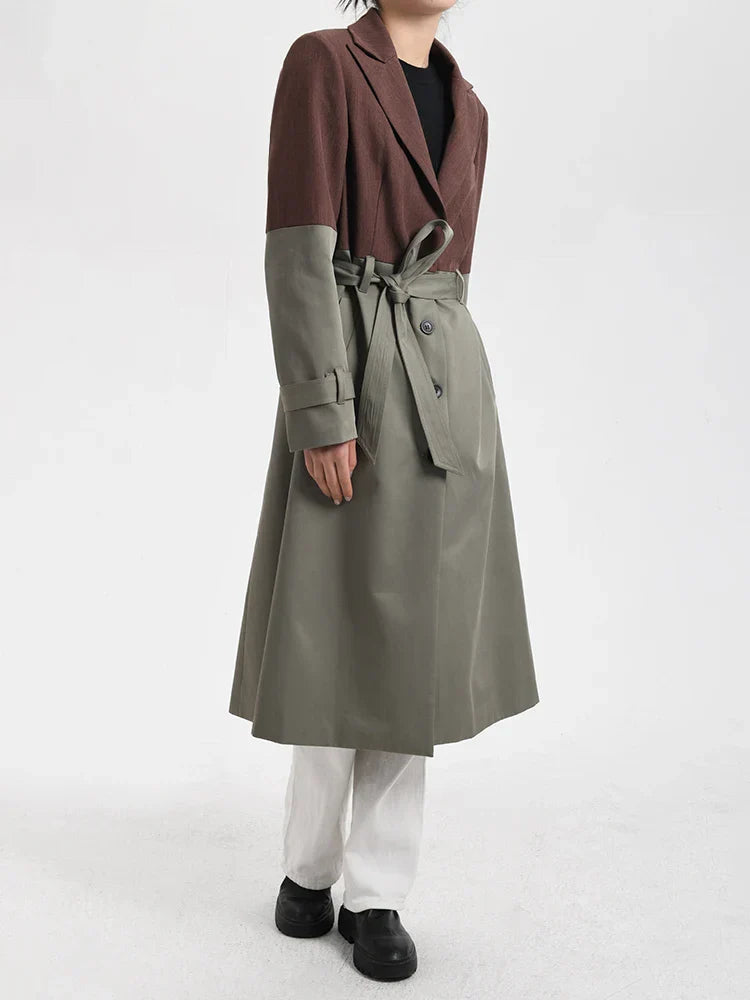 AIIZIE BELTED BLAZER TRENCH COAT IN BROWN GRAY - product image