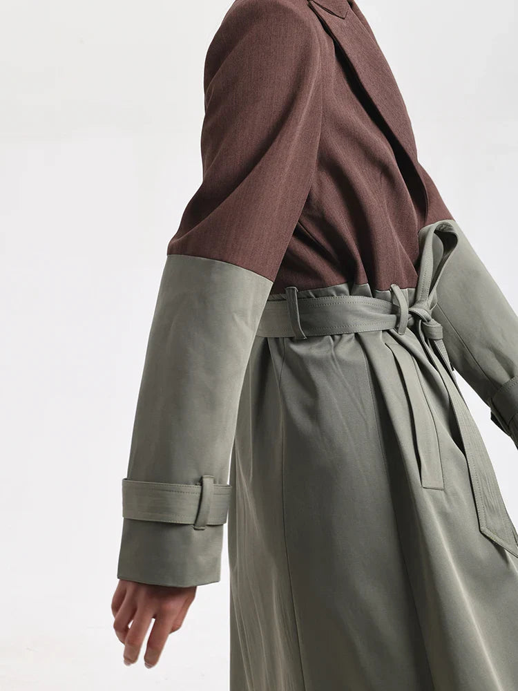 AIIZIE BELTED BLAZER TRENCH COAT IN BROWN GRAY - product image