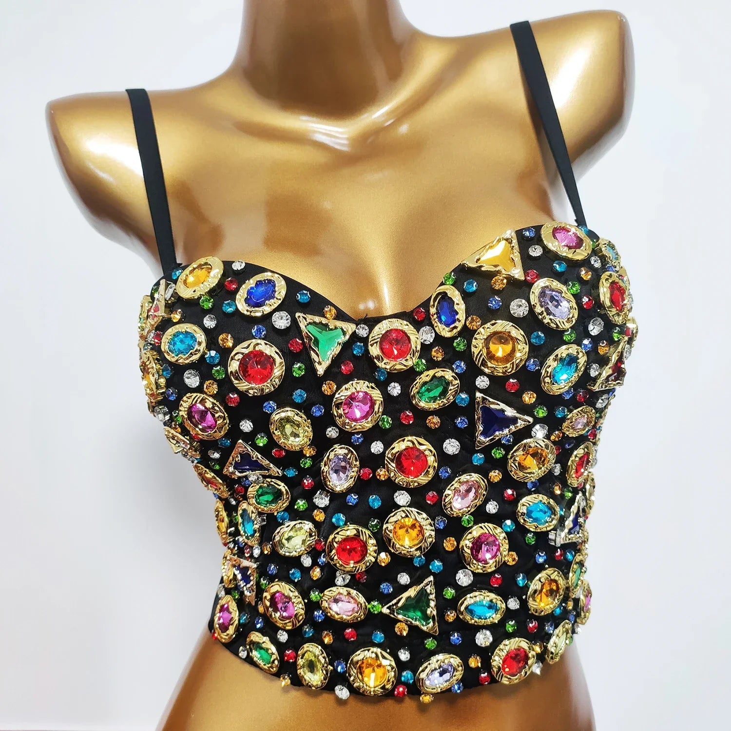Colorful Stones Short Waist Corset