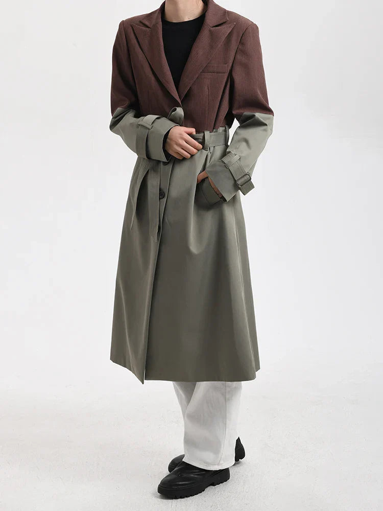 AIIZIE BELTED BLAZER TRENCH COAT IN BROWN GRAY - product image