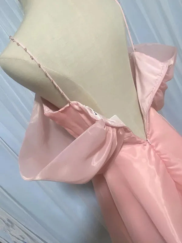 VENUS PINK OFF-SHOULDER MESH PANEL A-LINE MINI  DRESS