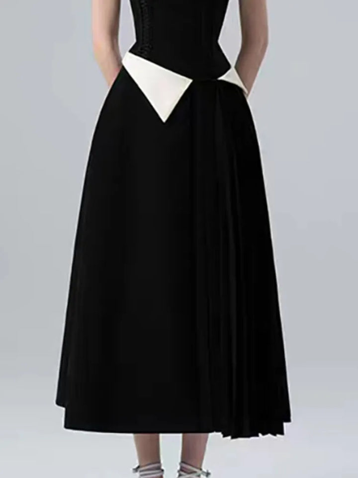 AIIZIE SLIP CONTRAST COLOR MIDI DRESS IN BLACK - product image