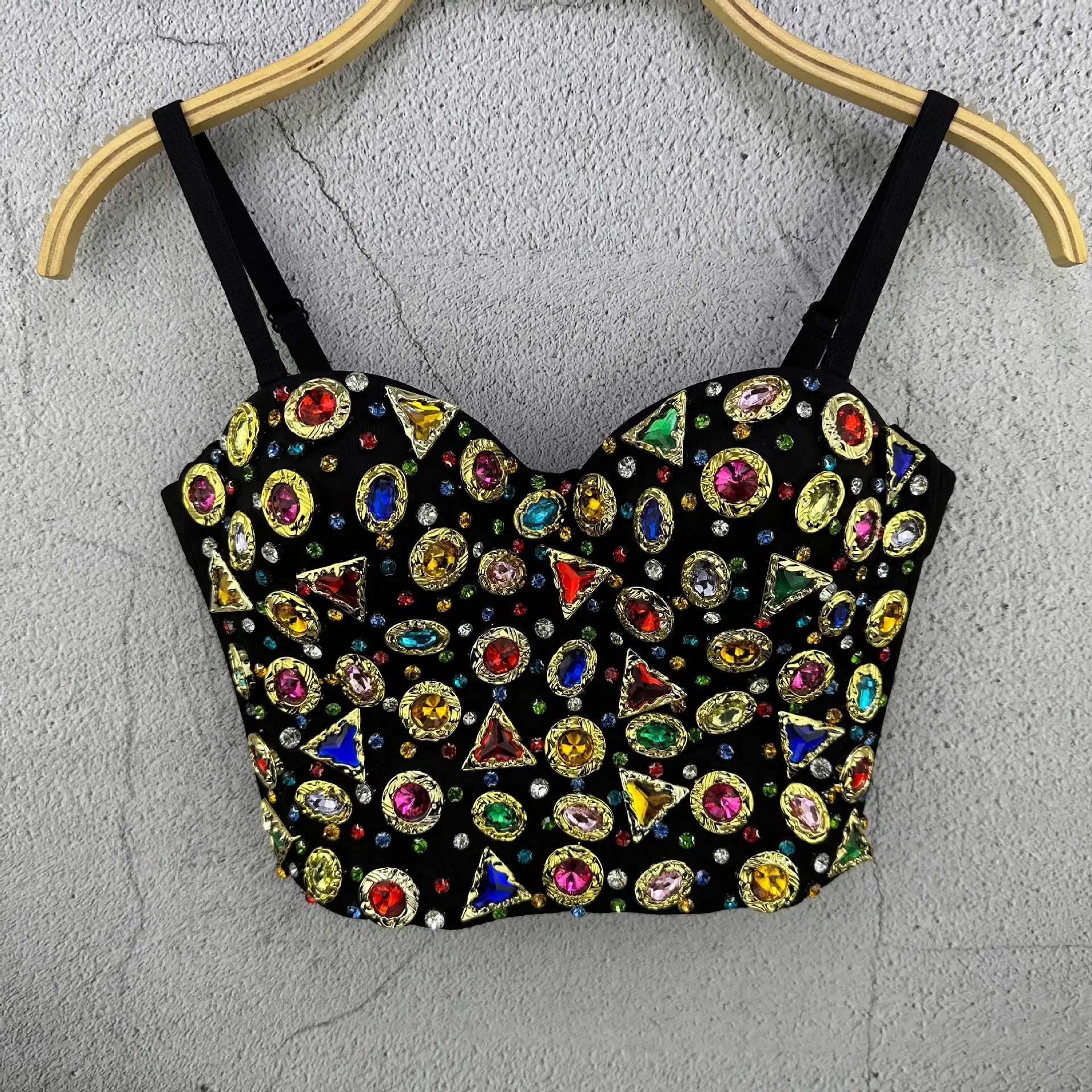 Colorful Stones Short Waist Corset