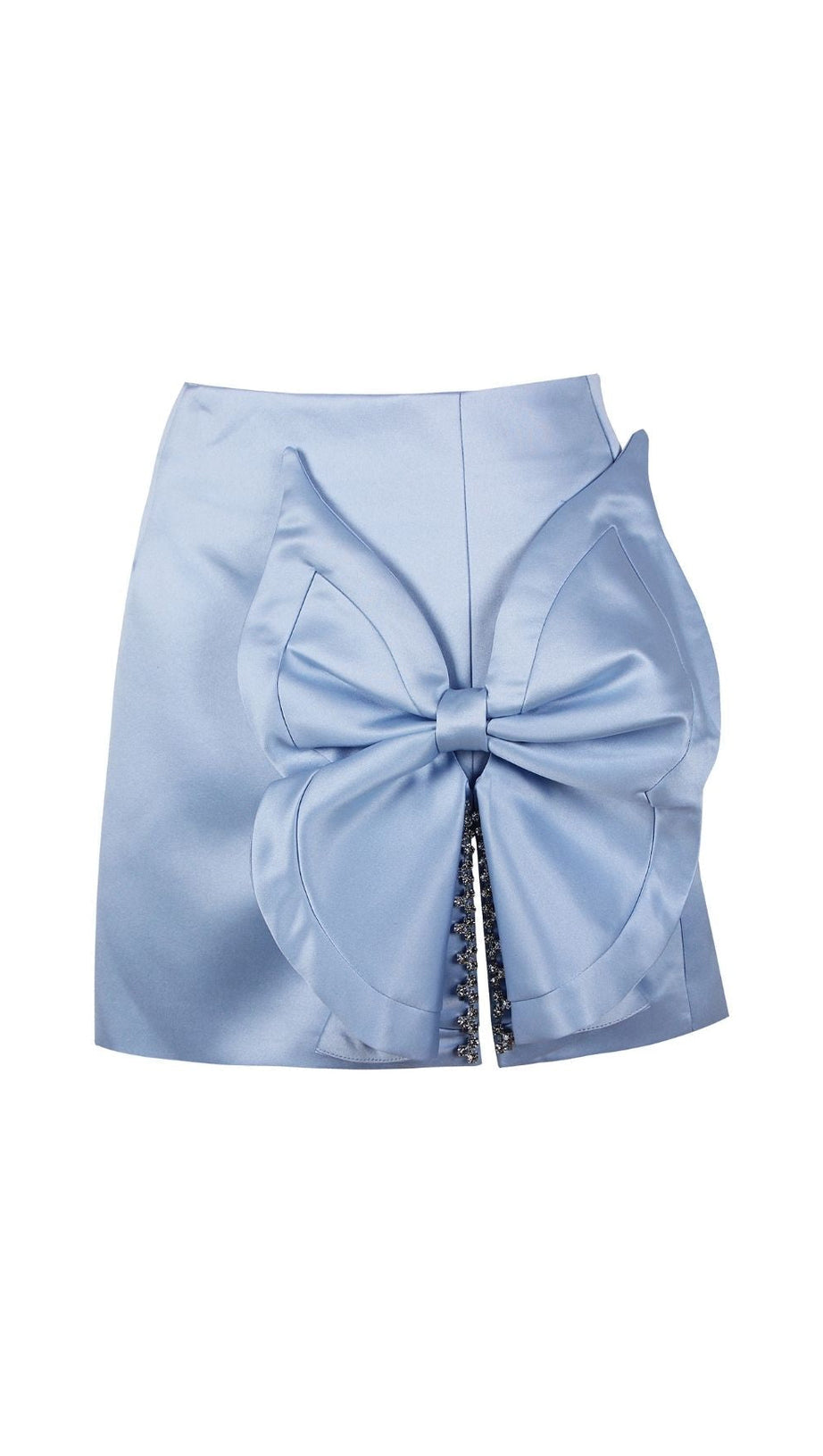 SATIN CRYSTAL BOW SKIRT IN BLUE