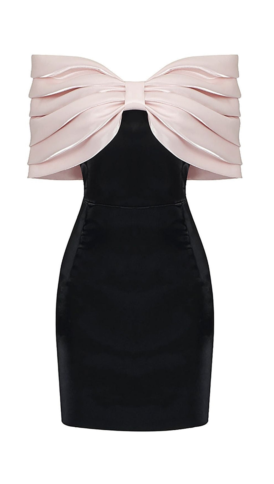 SATIN PINK BOW OFF SHOULDER MINI DRESS