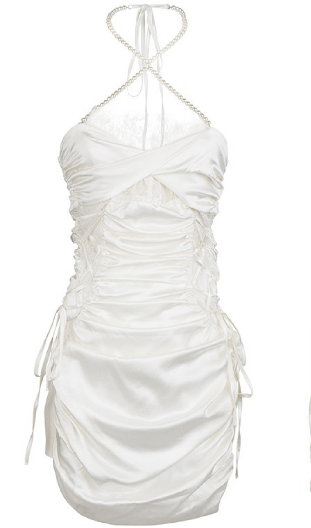 MINIKLEID AUS SATIN MIT RÜSCHEN IN ROSA