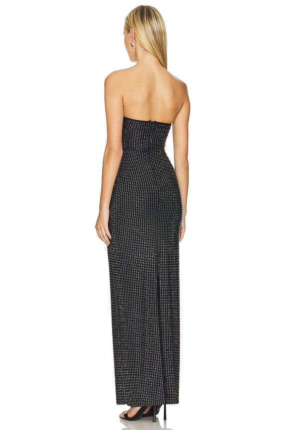 AIIZIE VIRGINIA BLACK JERSEY RHINESTONE MAXI DRESS - product image