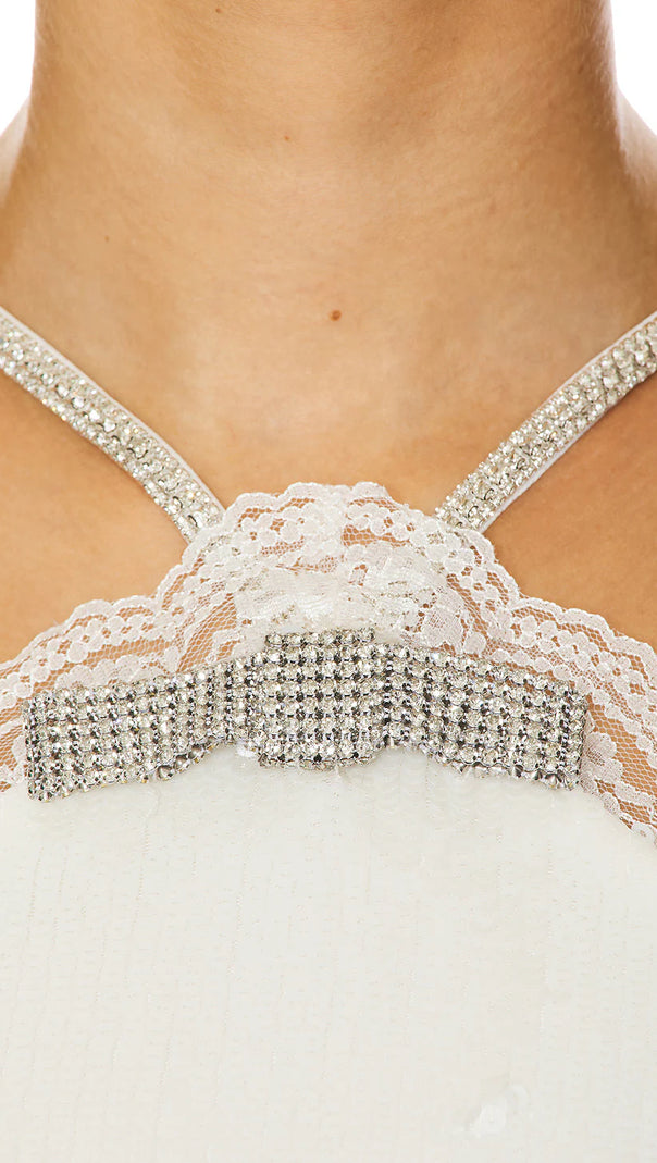 AIIZIE CREAM SEQUIN HALTER MINI DRESS - product image