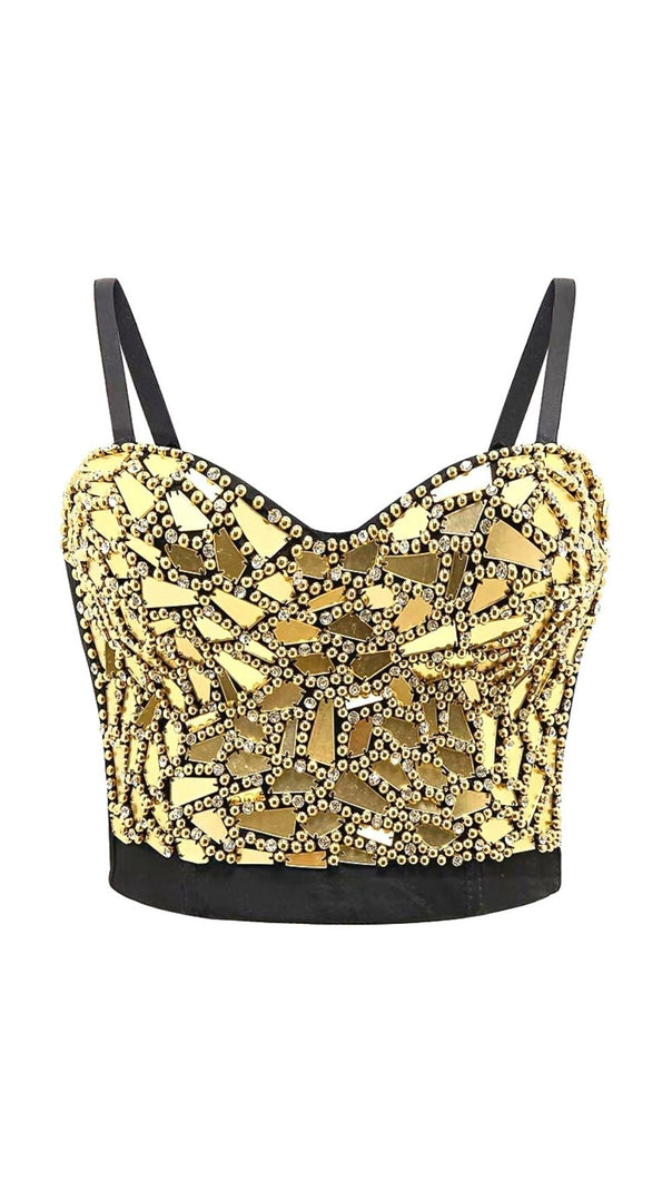 AIIZIE SILVER BEADED SEQUIN CORSET - product image