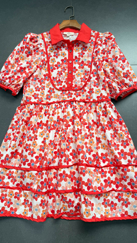 FLORAL PRINT COLLARED MINI DRESS