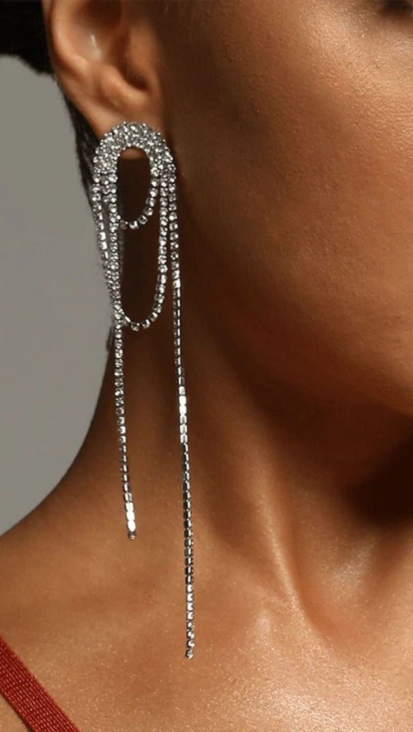 AIIZIE SLIVER DIAMANTE TASSELEARRINGS - product image
