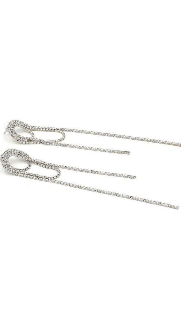 AIIZIE SLIVER DIAMANTE TASSELEARRINGS - product image