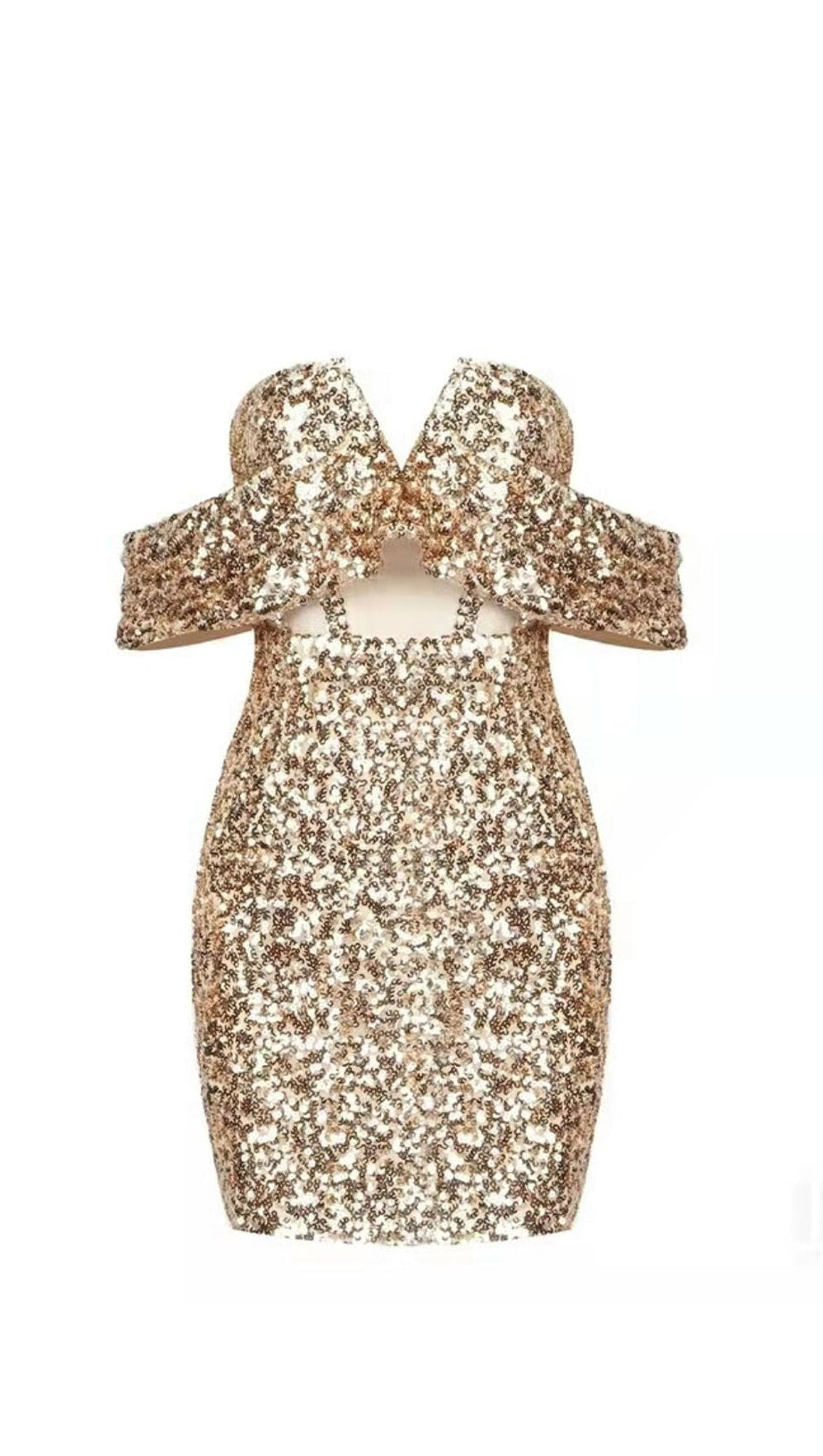 TRÄGERLOSES MINIKLEID MIT SILBERNÄHTEN PAILLETTEN