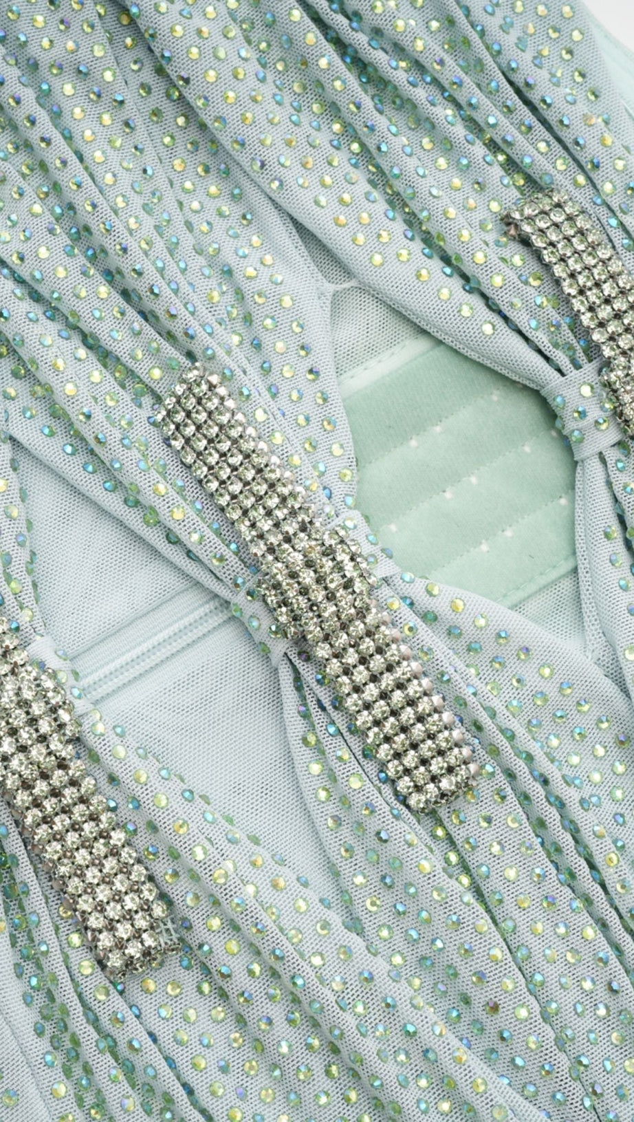 MINT RHINESTONE STRAPLESS MAXI DRESS