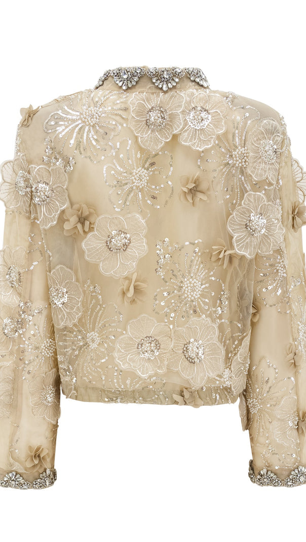 LIANE SEMI-SHEER FLOWER BEADED ORGANZA LIGHT LUXURY JACKET