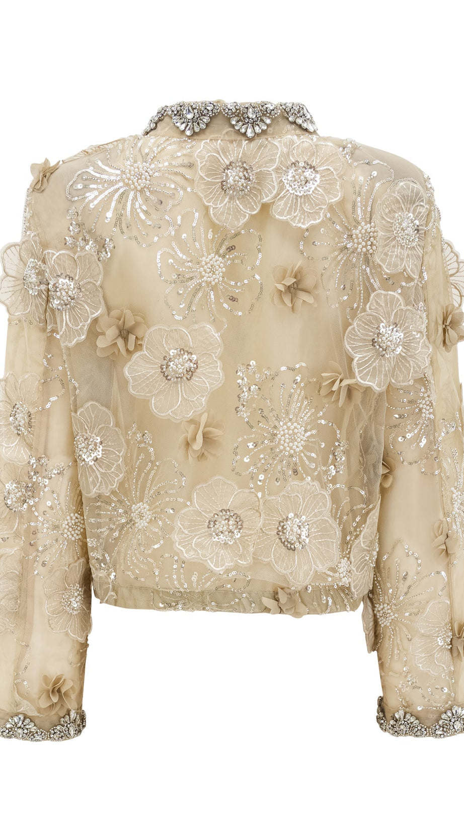 LIANE SEMI-SHEER FLOWER BEADED ORGANZA LIGHT LUXURY JACKET