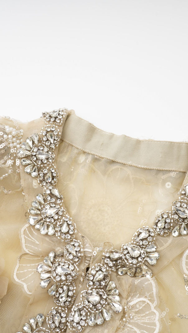 AIIZIE LIANE SEMI-SHEER FLOWER BEADED ORGANZA LIGHT LUXURY JACKET - product image