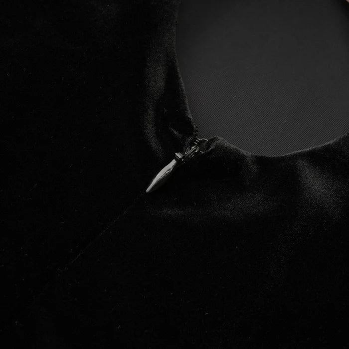 VELVET FAUX PEARL SLEEVELESS MIDI DRESS