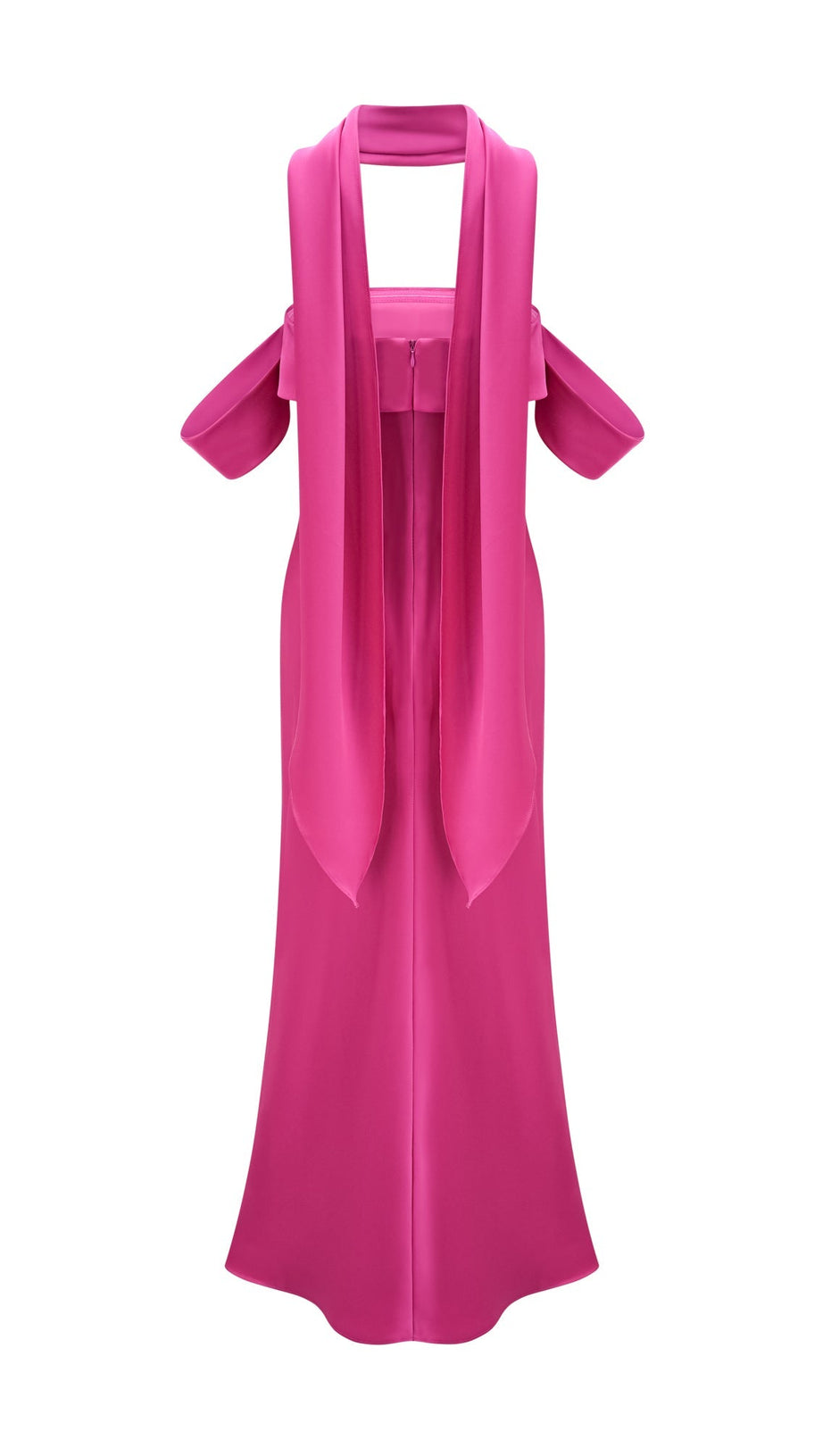 YASMIN OFF-SHOULDER SATIN MIDI DRESS